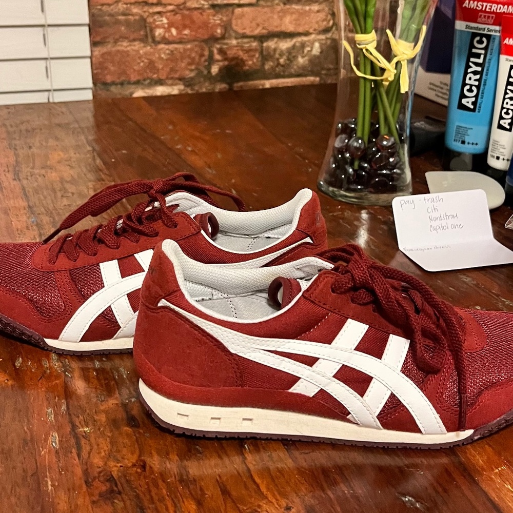 Asics Red and White Classic Sneakers
